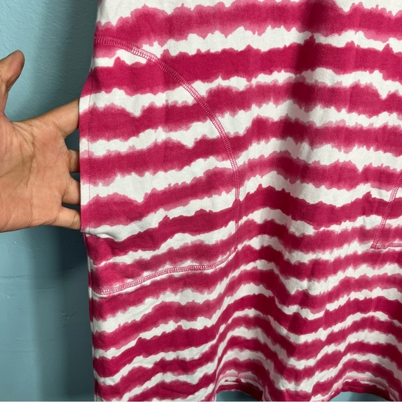 T by Talbots Womens M Wavy Tie-Dye Pink White Pullover Dress Casual Cross Back - Picture 4 of 13